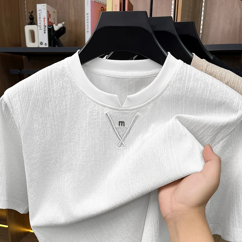 Luxusmarke Sommer Kurzarm T-Shirt Neue Buchstaben Stickerei Komfort Einzigartige Rundhalstop Jugend Mode Freizeit Herrenkleidung