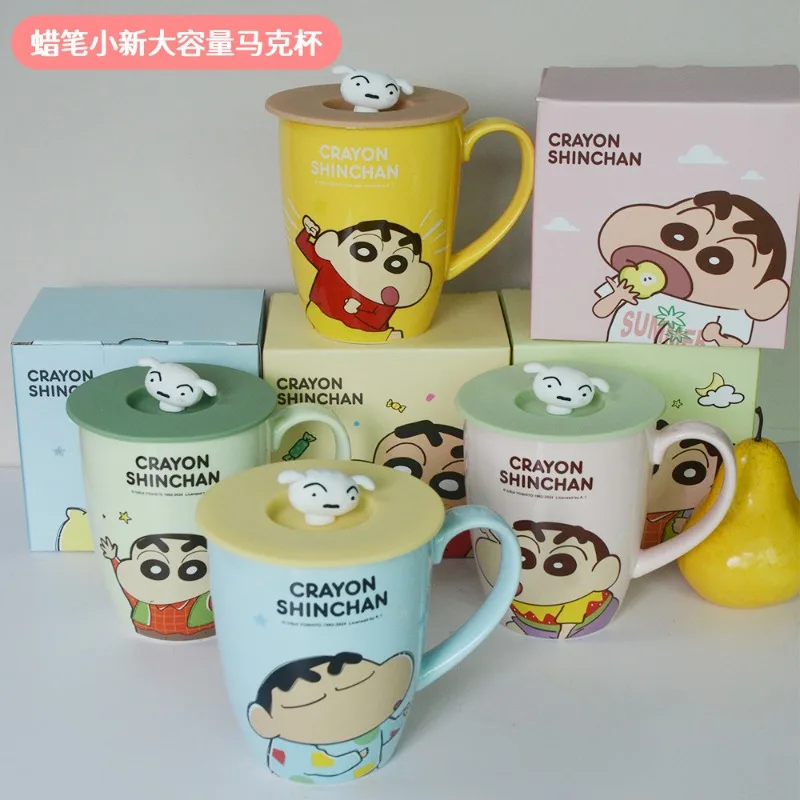 Crayon Shin-chan Couple Coffee Breakfast Cup 2024 Anime Kawaii Children's Nohara Shiro Ceramic Mug Office Coffee Cup Girls Gift