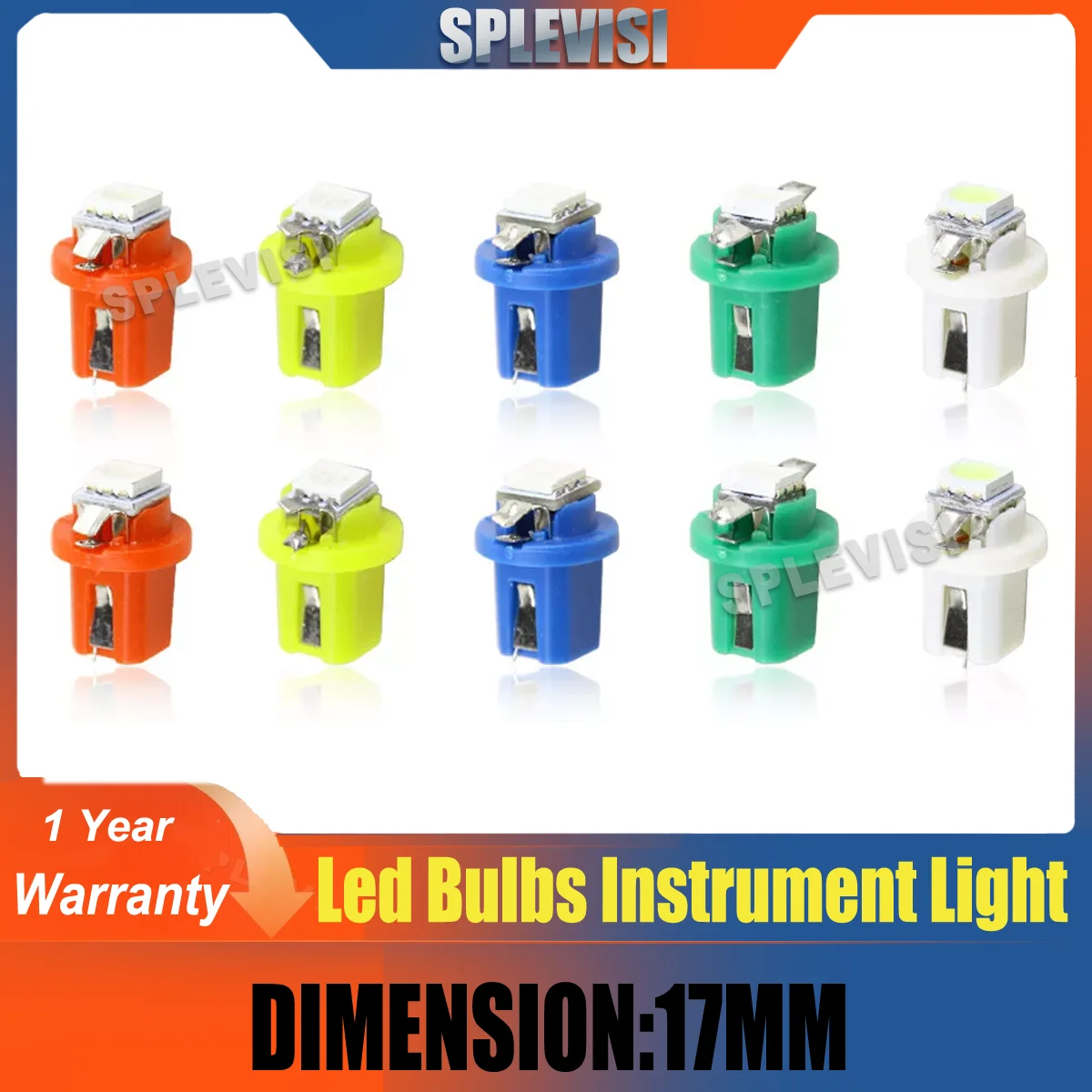 

T5 B8.5D 5050 1SMD LED White Blue Red Green Yellow Car Dashboard Bulbs B8.5d Instrument Panel Indicator Lights