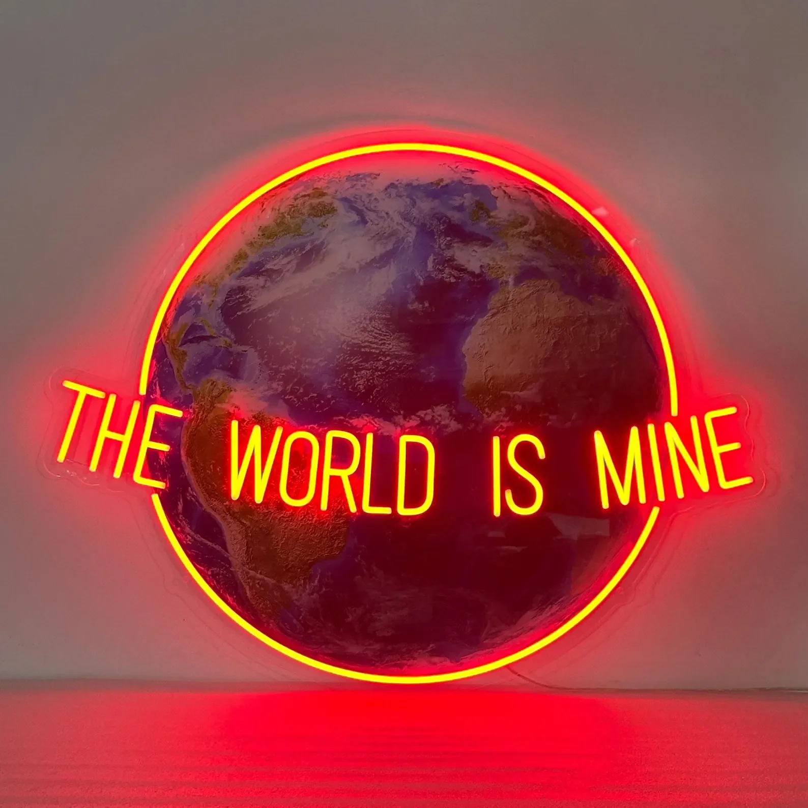 The World Is Mine Neon Sign,Office Wall Decor,Globe Wall Art,Travel Gift Decor,Motivational Neon,Business Neon Sign