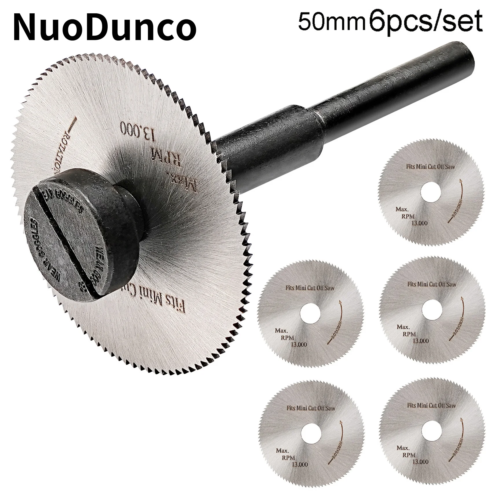 6 sztuk / zestaw 50 mm brzeszczot do piły tarczowej do wiertarki elektrycznej Piła stołowa do cięcia drewna Miękki metal PVC + trzpień montażowy