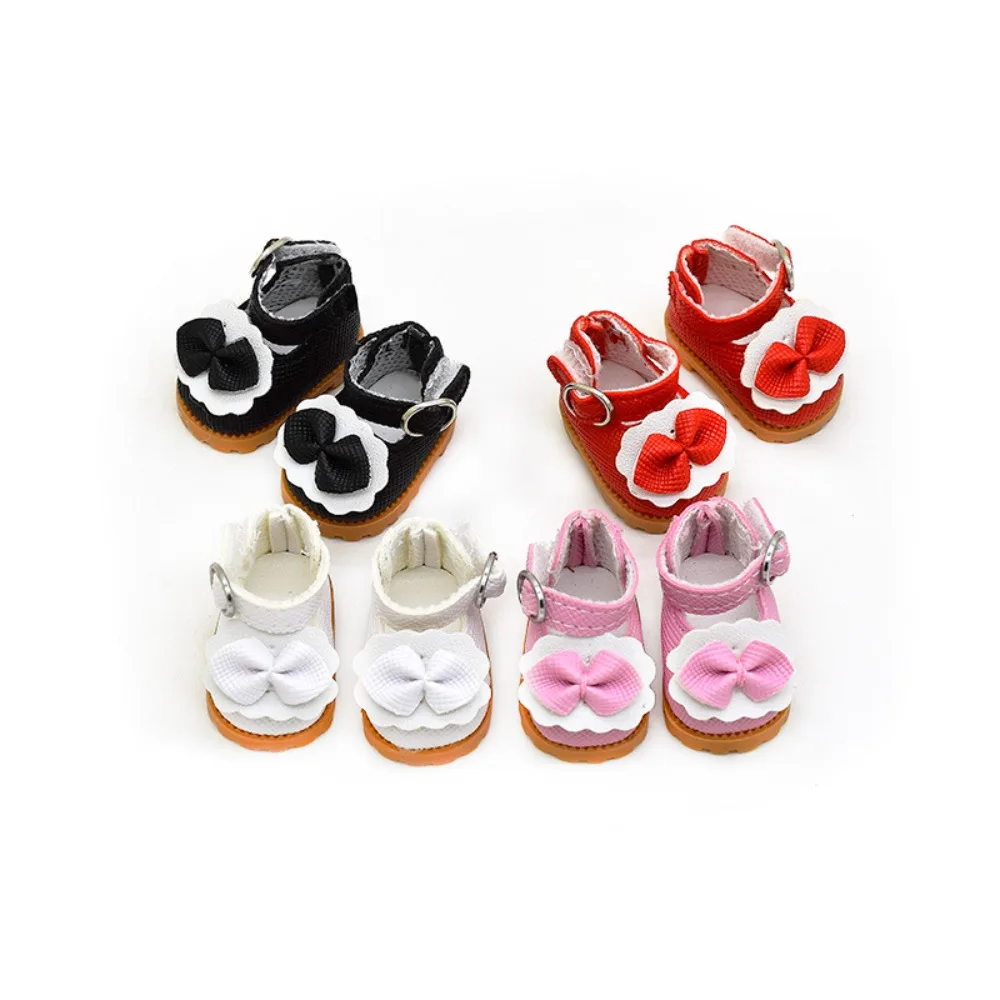 Labubu Bow Shoes for 17cm Labubu Doll 10cm EXO /Cotton Doll Finger Shoes Doll Leather Shoes DIY Bow Shoes Dolls Accessories