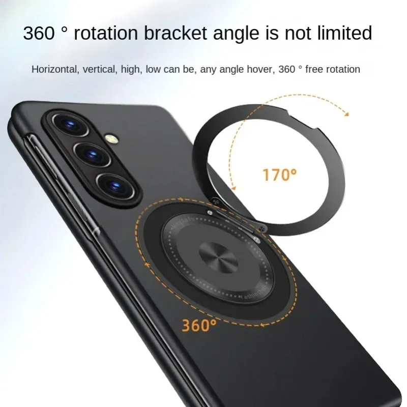 حافظة هاتف بحلقة معدنية قابلة للدوران من Busine لهاتف سامسونج جالاكسي Z Fold 7 6 5 4 3 غطاء حماية مضاد للخدش