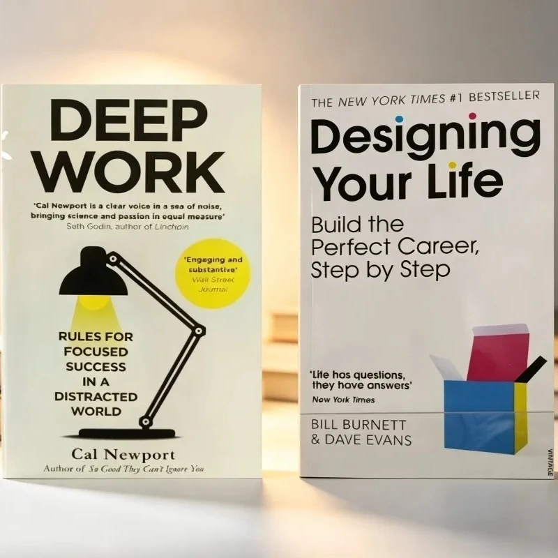 Ensemble de 2 livres : Concentration sur le succès et la planification de la vie : Travail profond + Conception de votre vie – Livres d'amélioration personnelle en anglais