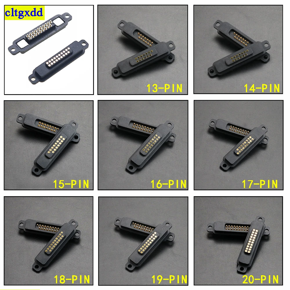 Cltgxdd 1 set 13/14/15/16/17/18/19/20PIN with screw hole waterproof magnetic Pogo Pin connector spring loaded DC power socket