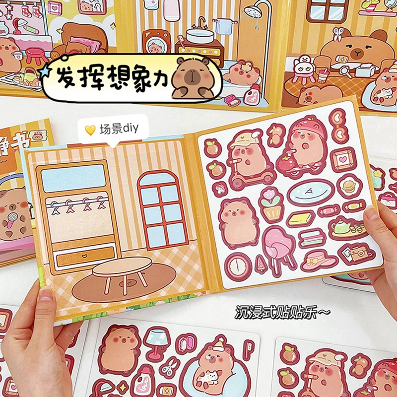 2024 Capybara Quiet Book Magnetic attraction Book Cartoon Cute Refrigerator magnet Decoration Birthday Gift