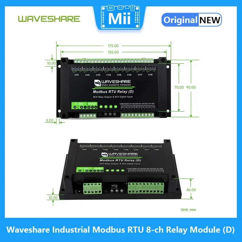 Imagem -05 - Waveshare-módulo de Relé Industrial Modbus Rtu de Canais com Entrada Digital e Rs485 Protocolo Modbus Rtu Análise de Hardware