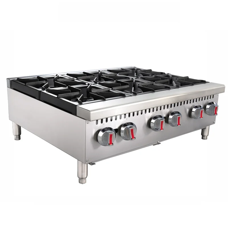 

Table Top Gas Cooker with 6 Burners ,Commercial Restaurant Portable Kitchen Stove, Stainless Steel Countertop Gas Equipment