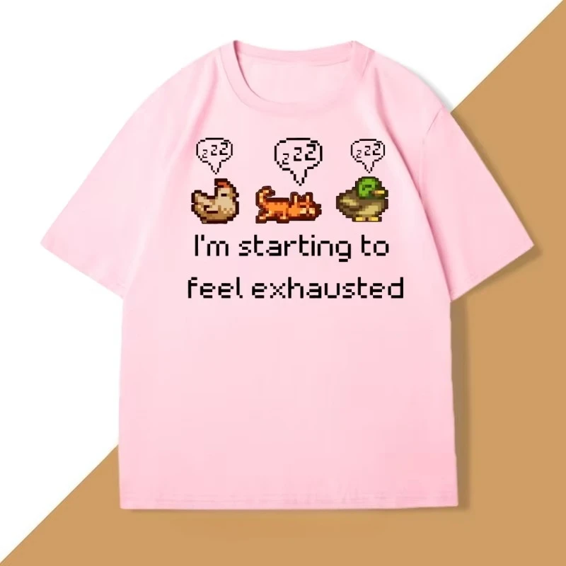 Stardew Valley T-Shirt Pixel Art Farming Tee Men Women Funny Cute Chicken T Shirt Casual Round Neck Tshirt Mens Clothing