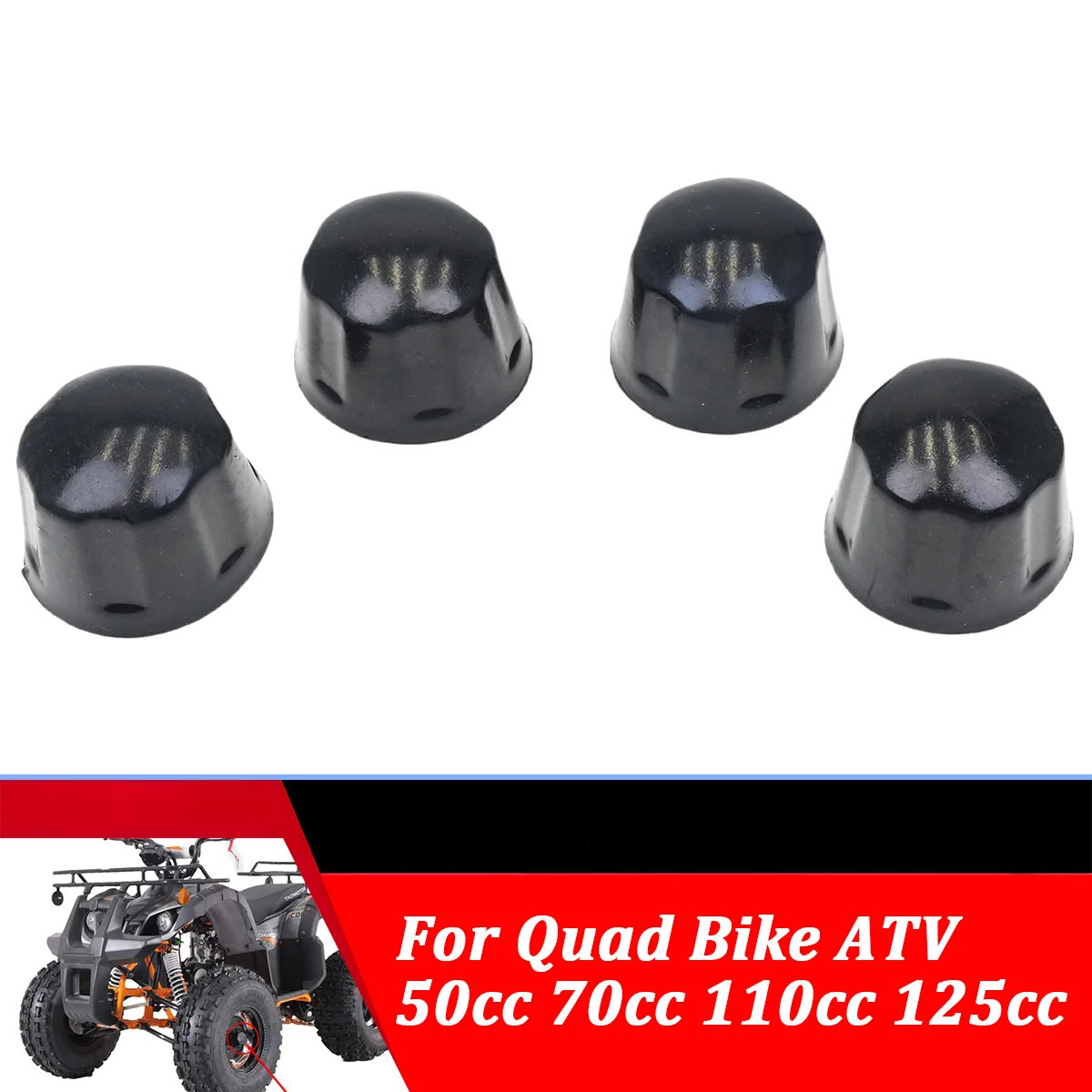 

ATV Go Kart Quad Bike 4 Wheel Motorcycle Accessories 4Pcs/lot Rubber Dust Nuts Covers Dust Protector For 50cc 70cc 110cc 125cc