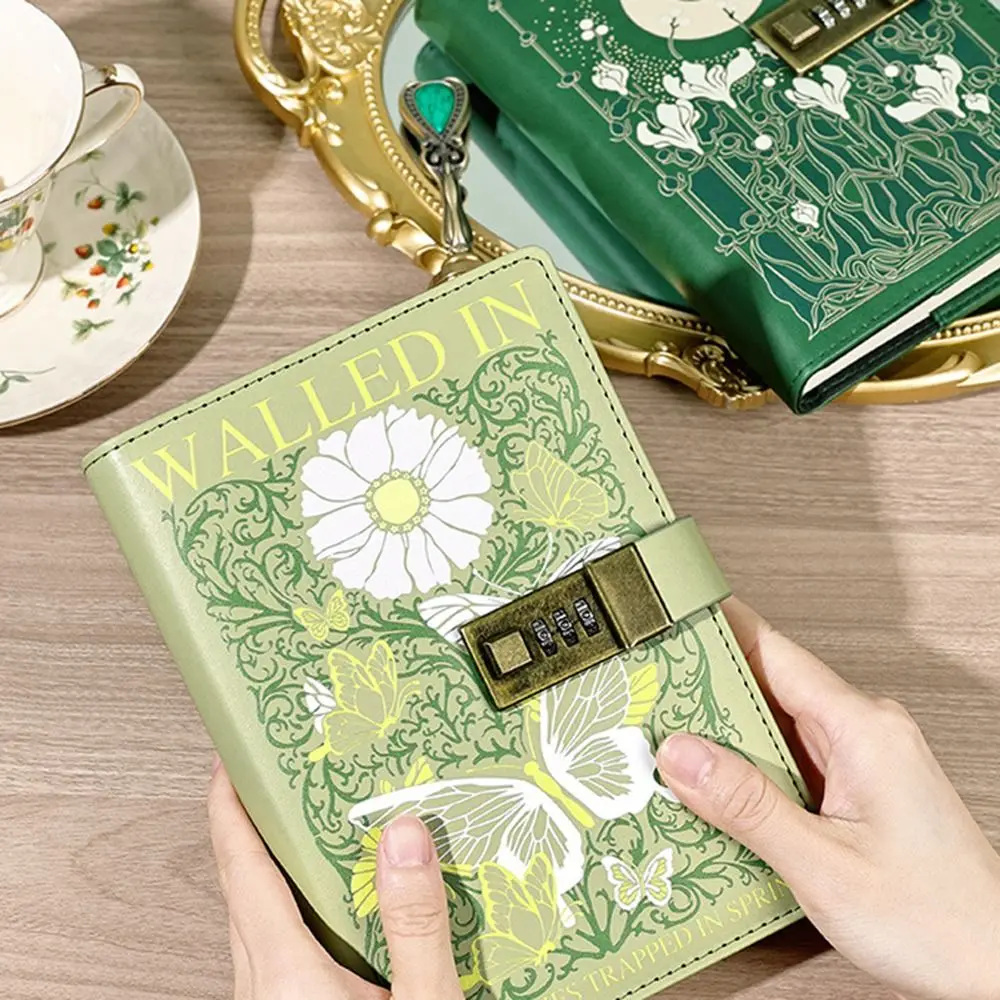 224 Pages B6 Notebook Protecting Secrets Thickened Password Book with Lock Waterproof PU Leather Student Notepad