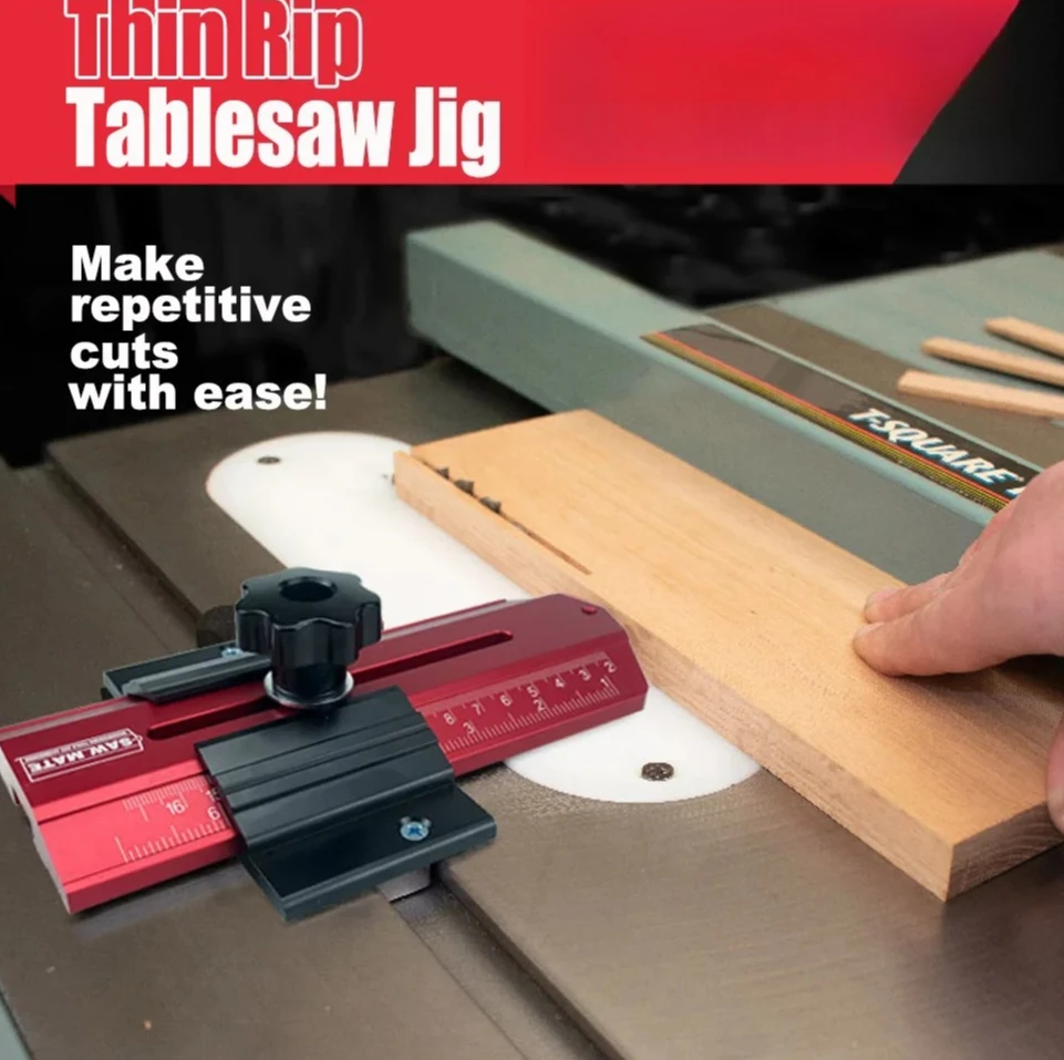 أداة قطع رفيعة لمنشار الطاولة، أداة لوح ريش من سبائك الألومنيوم مع دليل ثابت لشريط الخشب الدقيق والقطع الزخرفية #4