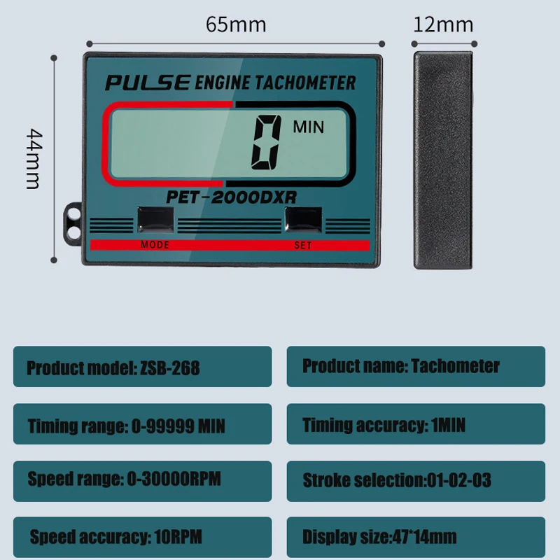Digital Tachometer Chainsaw Tachometer Tach Gauge Large Screen Display Pulse Speedometer for Chain Saw Lawn Mower Motorcycle