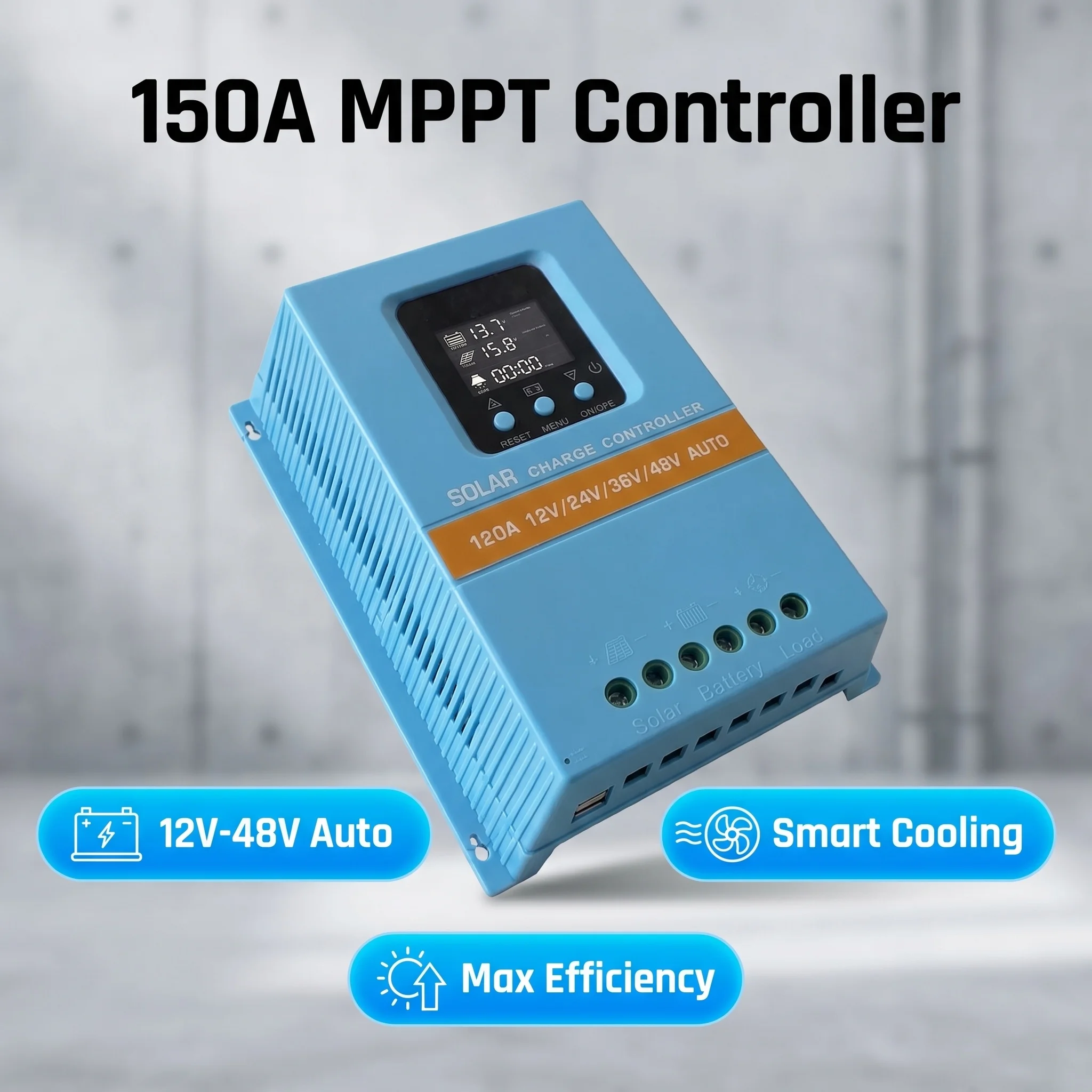 150amax-7200w-solarladeregler-mppt-intelligenter-lufter-12v-24v-36v-48v-automatisches-dual-usb-7modi-lcd-display