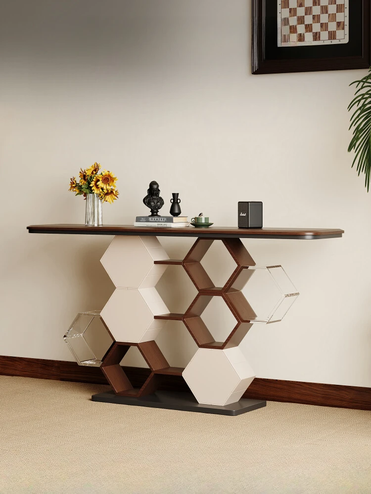 

High-End Affordable Luxury Entrance Cabinet Home Wall Storage Rack Living Room Honeycomb