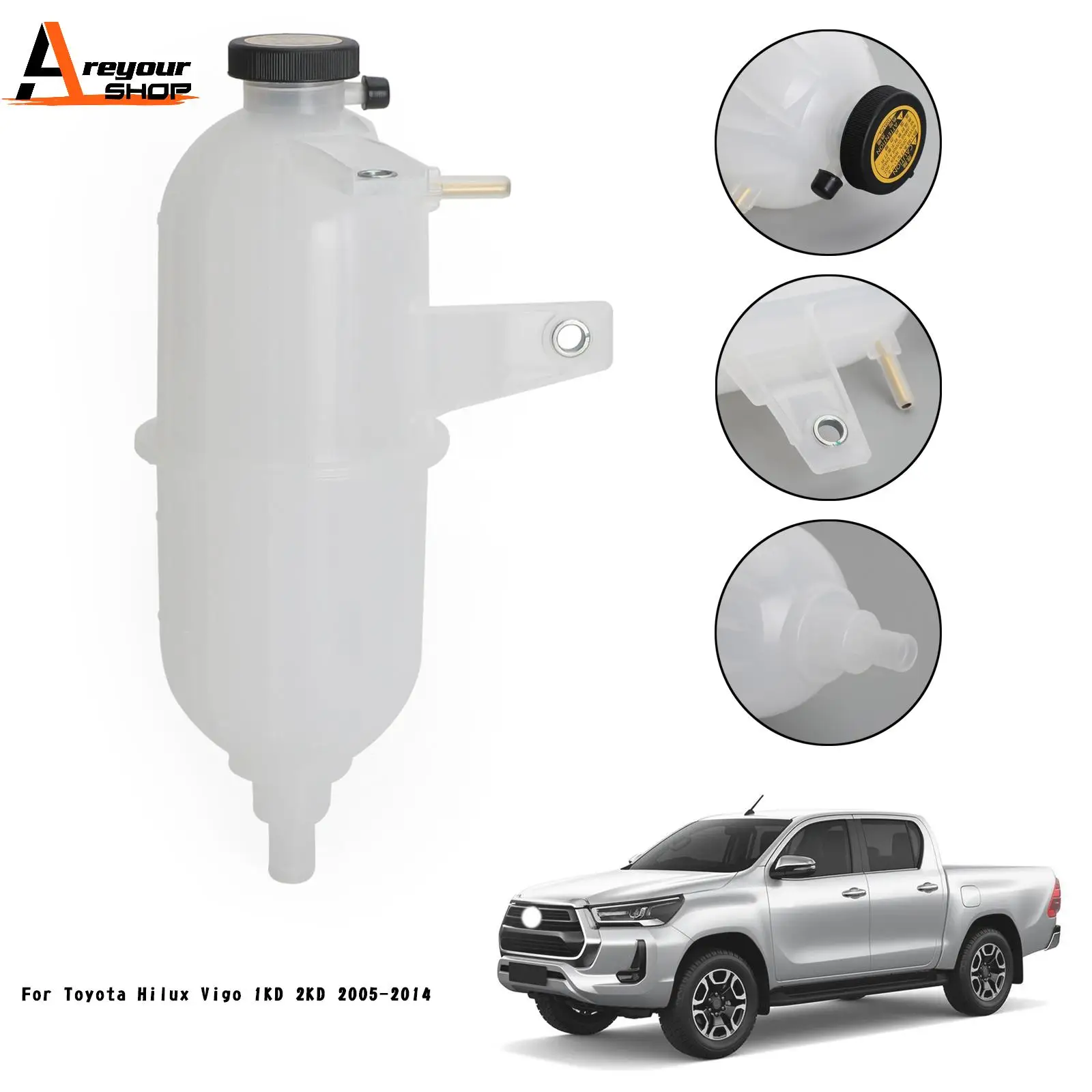 Areyourshop Radiator Overflow Bottle Coolant Tank Fit For Hilux Vigo 2KD 2005-2014 Pickup 16470-0L010 16470-0L030 Car Parts