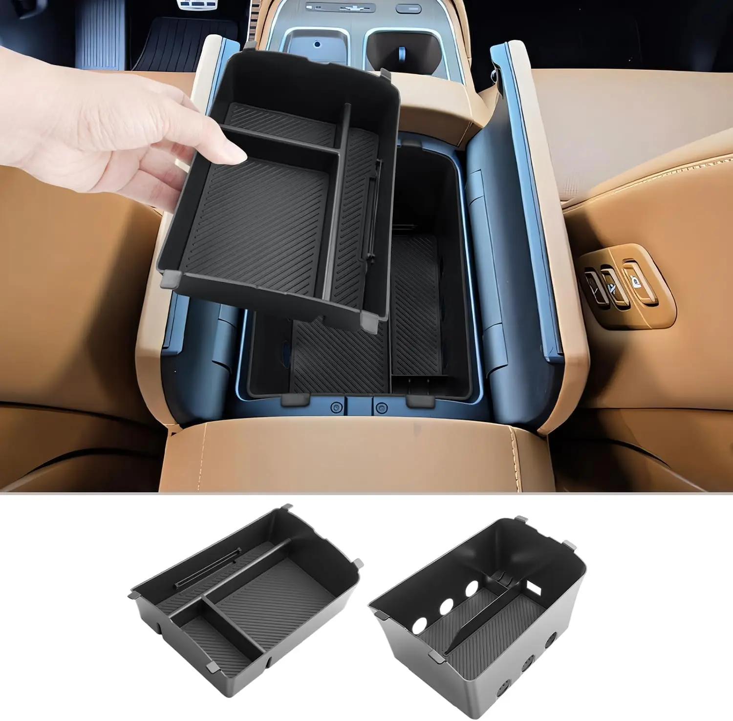 

Tucknbox 2Pcs for 2026 Hyundai Palisade Center Console Organizer Accessories Middle Console Double Organizers Armrest Storage