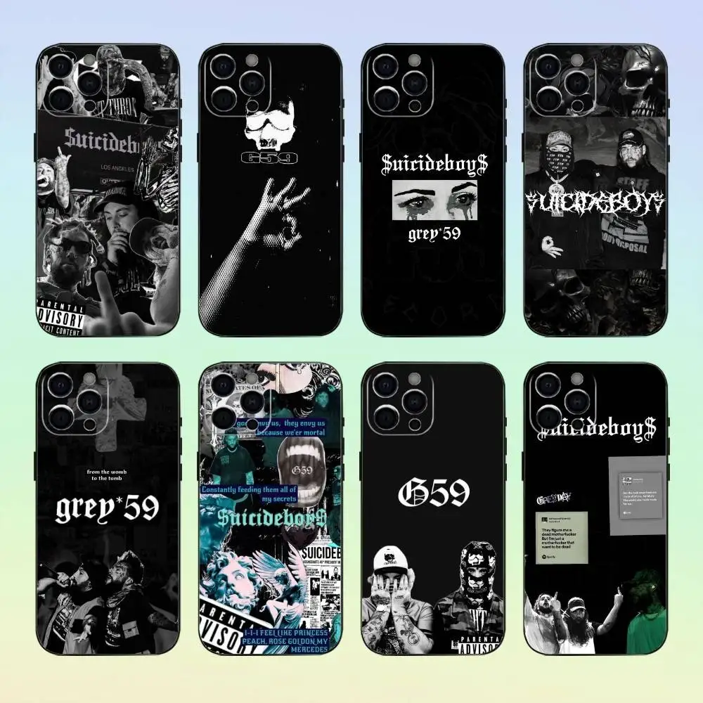 $uicideBoy$ Funda de teléfono Suicideboys para iPhone17,16,15,14,13,12,11 Plus,Pro Max Funda negra suave