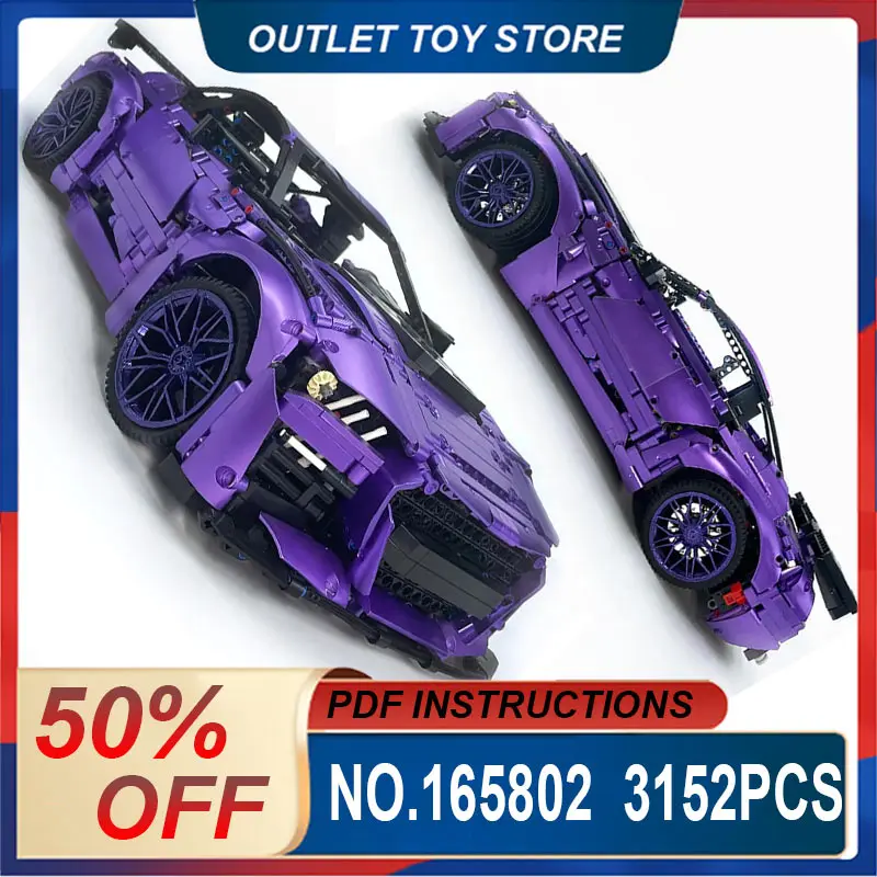 

Новый технический MOC-165802 фиолетовый супер Sprots модель автомобиля строительные блоки кирпич DIY игрушки сборка подарки на день рождения и Рождество для детей