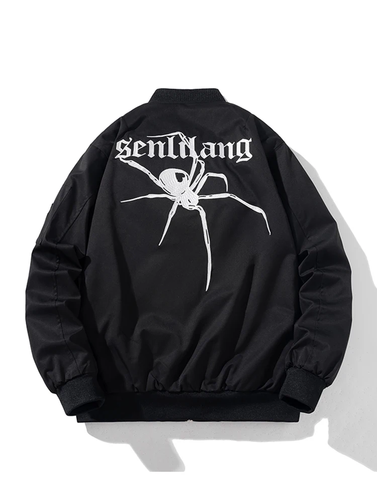 

Оригинальная американская куртка-бомбер с вышивкой паука, мужская, осенне-зимняя, утепленная, из хлопка, свободного кроя, верхняя одежда