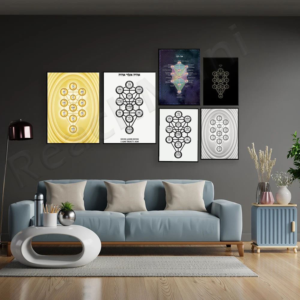 Tree of Life Wall Art, Kabbalah Jewish Tree of Life, Ten Sephiroth - Sefer Hayetzirah - Mystic, Sacred Geometry | Wall Art Poste