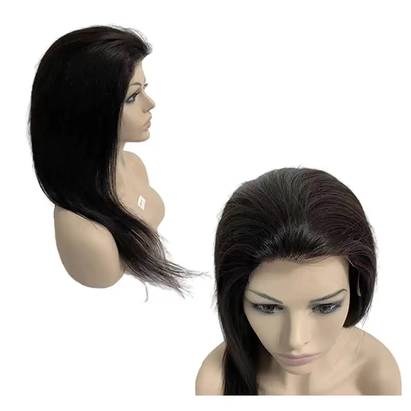 Renda 180% nyaman dengan kepadatan tinggi di tengah dengan simpul Pu sekitar Wig rambut manusia untuk wanita panjang Wig wanita 100% Wig rambut manusia