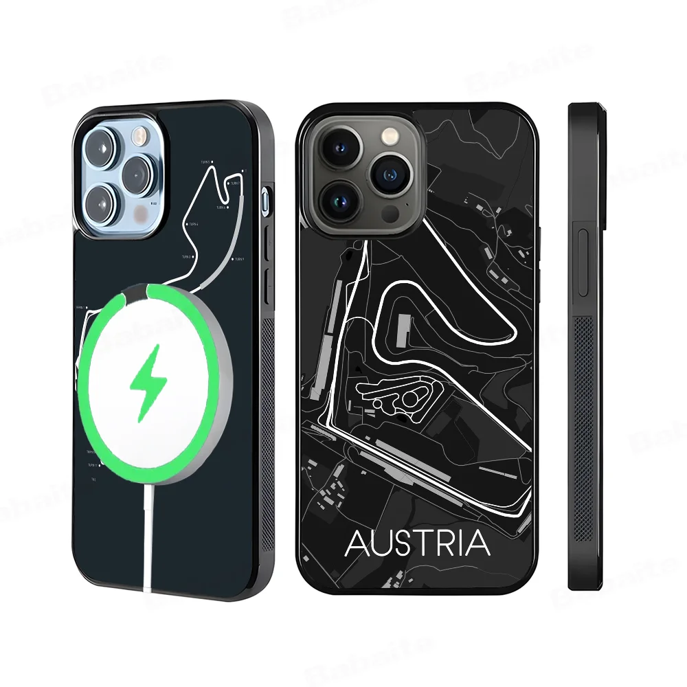 F1 Race Track Prints Phone Case Magnetic Case For IPhone 16 14 13 12 11 15 Pro Max Plus For Magsafe Wireless Charge Cover