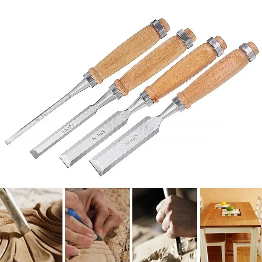 DIY 목공 프로젝트용 목공 조각 플랫 치즐 필수 수공구, 다양한 요구 사항을 수용 할 수 있는 다양한 크기