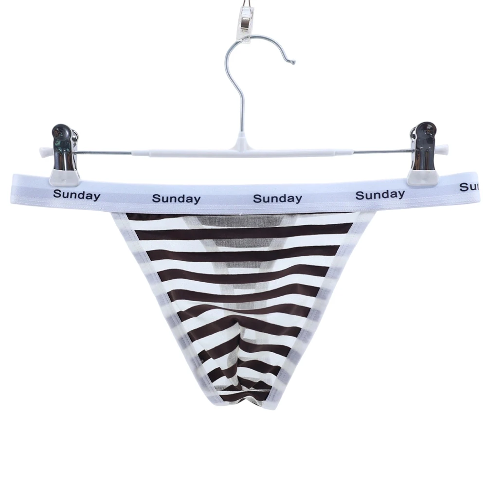 1pc Men Striped Mesh G-string Gay Sissy See Through Briefs Sexy Sheer T-back LowRise Breathable Underwear Erotic Thong