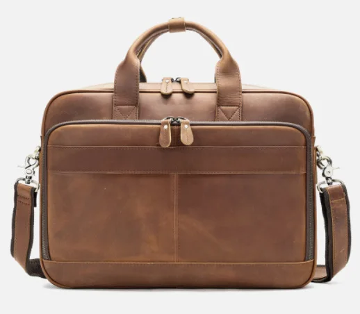 كريزي هورس حقيبة كتف واحدة متعددة الوظائف من جلد البقر حقيبة يد من الجلد الطبيعي للأعمال والكمبيوتر المحمول حقيبة كروسبودي لـ #5