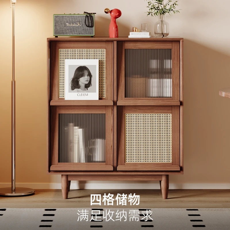 Solid wood bookcase, chest cabinet, storage locker, integrated Chinese magazine cabinet, glass storage, living room side cabinet