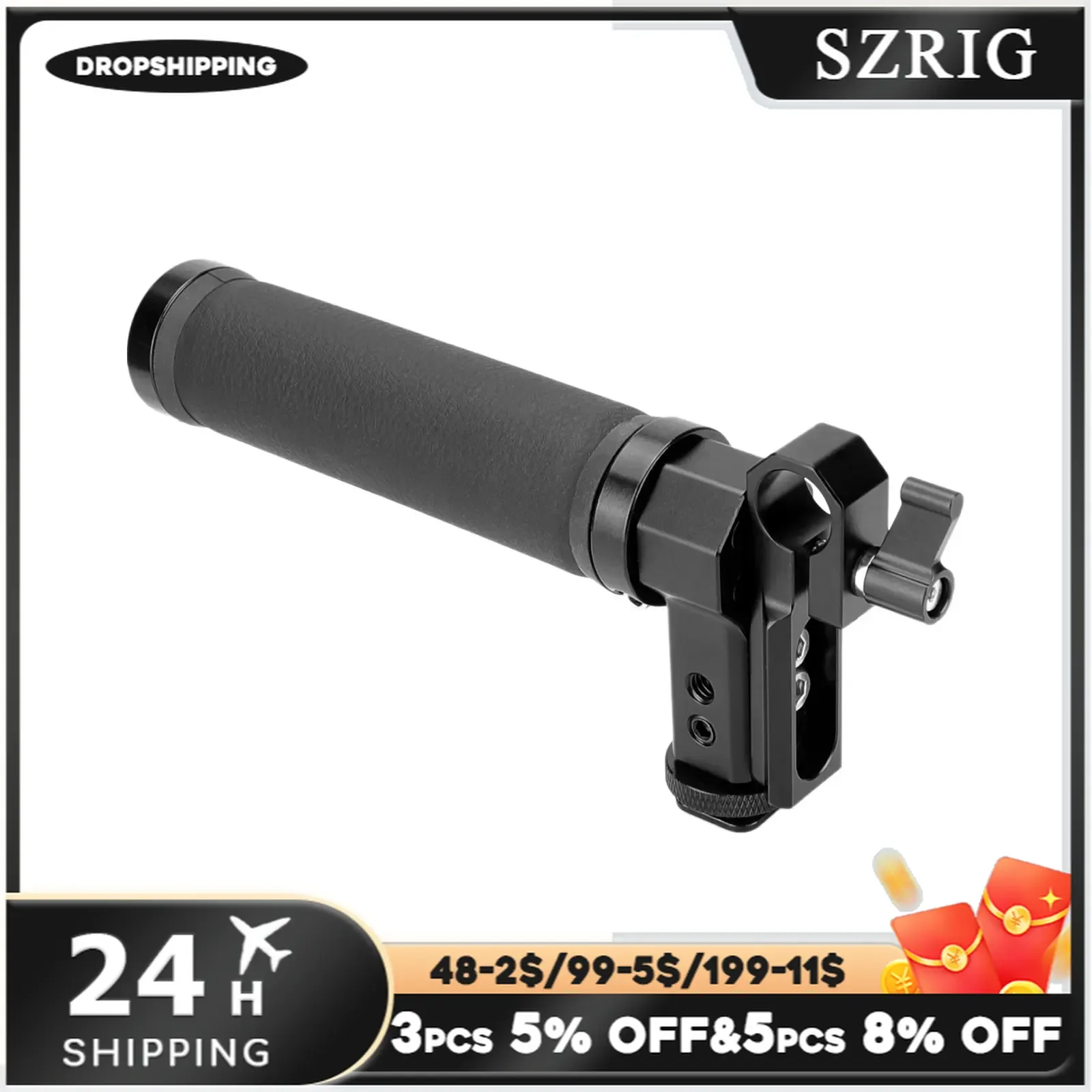 SZRIG Top uchwyt skórzany z uchwytem Quick Release 1/4-20 otworów DSLR Shoe kompatybilny z lustrzanki cyfrowe