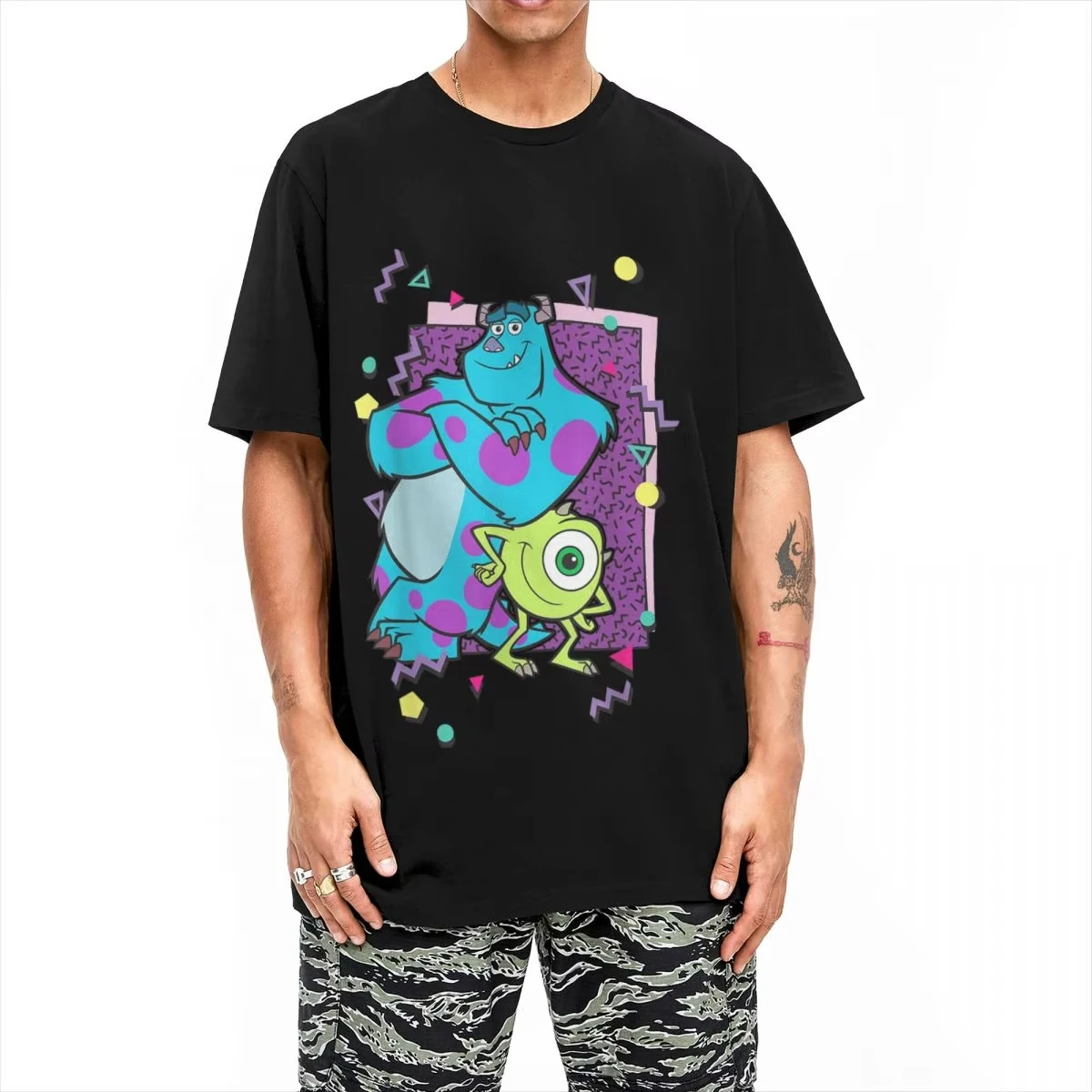 Camisetas de manga corta para hombre y mujer, camisa de cuello redondo, 100% algodón, estilo de los 90, Monsters Inc. Mike And Sully, para fiesta