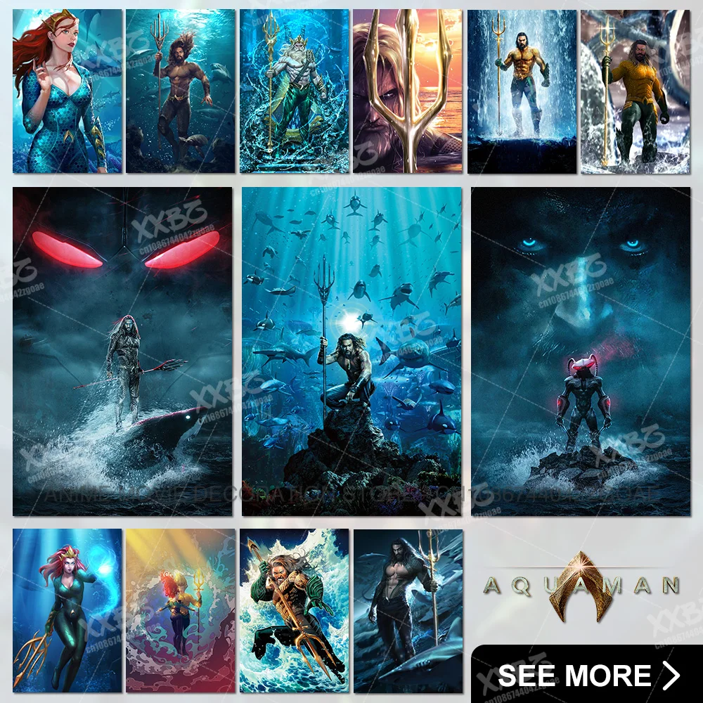 1Pcs Aquaman Painting DC Comics Canvas Home Decoration Ocean Master Posters Black Manta Wall Art No Frame Picture Mera Wallpaper