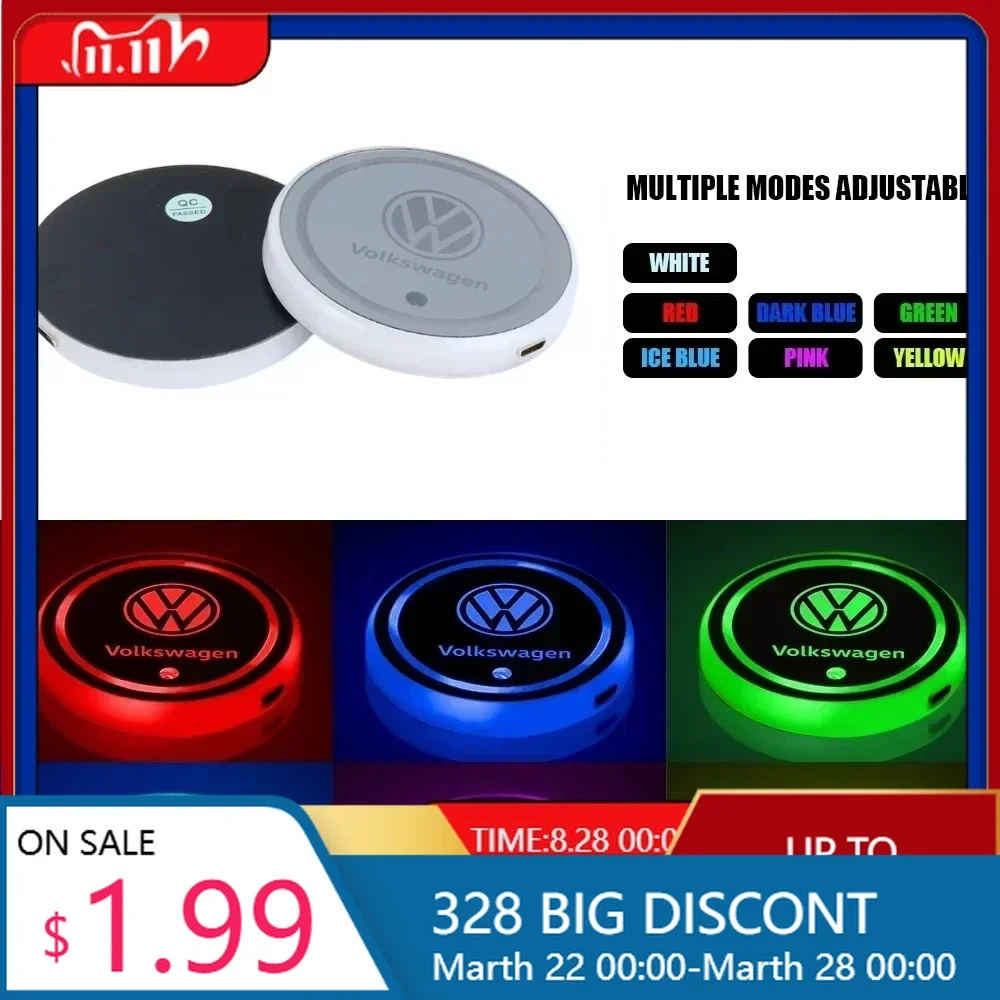 

Styling Mouldings VW GTI GOLF 2026 Hot For VW VOLKSWAGEN 7 Colors Ambient Light Car Water Coaster For Volkswagen VW MK4 MK5 MK6