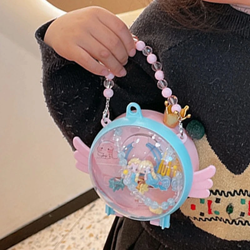 Fashion Angel Wings Princess Box Hair Charm Cute Cartoon Pendant Necklace BB Clip Hair Accessories Gift for 3-7-year-old Girl