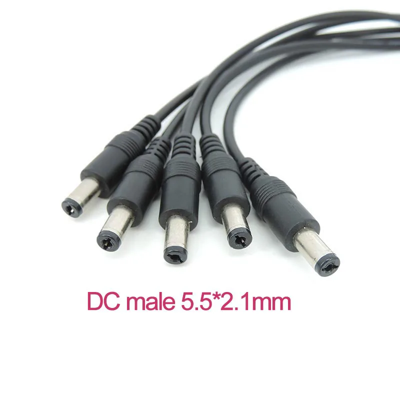 0.7M Long 12V 24v DC 1 Female to 2 3 4 5 way Male connector Cable Power Supply extend Splitter Plug 18awg 7A for strip 5.5x2.1mm