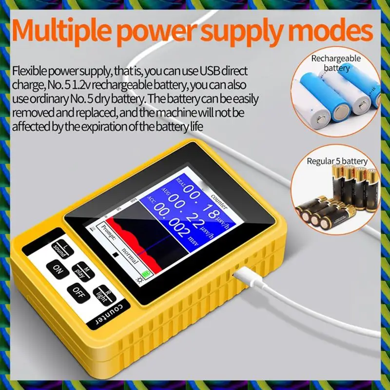 Rilevatore di radiazioni nucleari contatore Geiger giornaliero con schermo LCD Rilevatori dosimetri Tester di raggi X Beta Gamma portatile