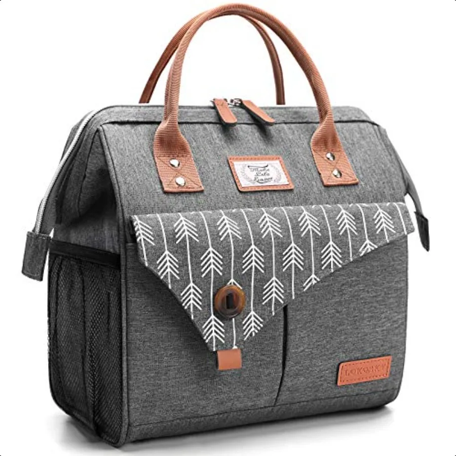 

Lunch Bag for Women Insulated Lunch Box Leakproof Lunchbox for Adult Work Grey