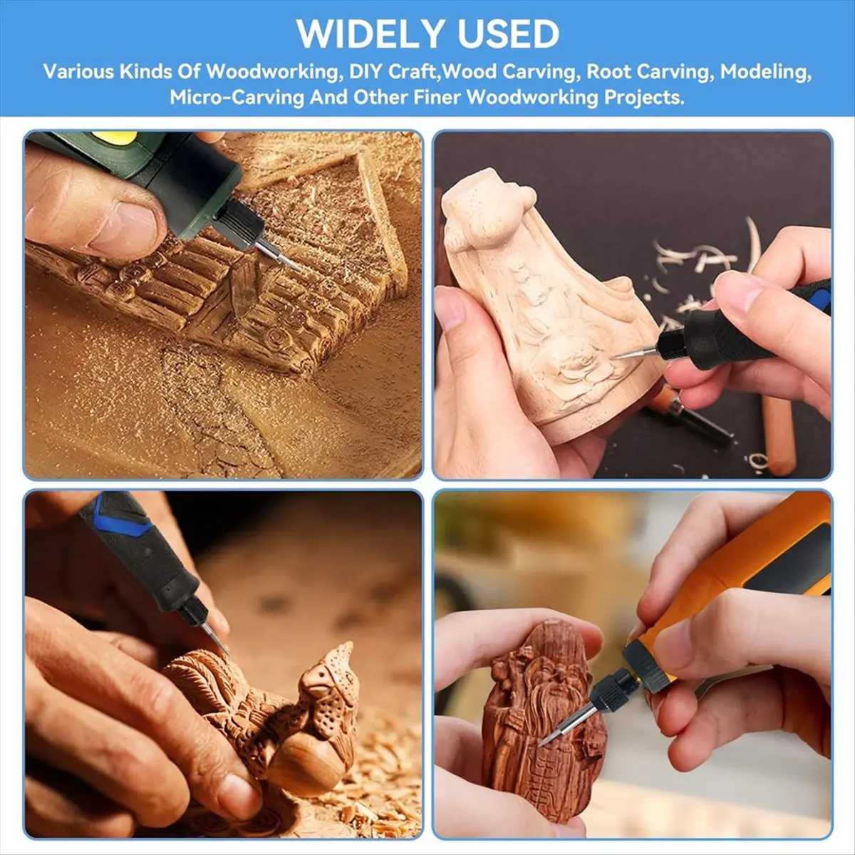 HITL Wood Carving Drill Bits Set,6Pcs Engraving Drill Accessories Bit Wood Carving Kit for Rotary Tool, for Carving Engraving