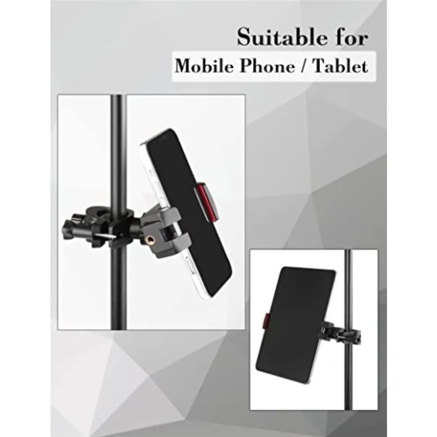 Mr.Power Mic Stand Phone Tablet Holder se encaixa em dispositivos do tamanho da tela de 4,7 a 11 polegadas, perfeito para vídeo Rrding Performance Inst