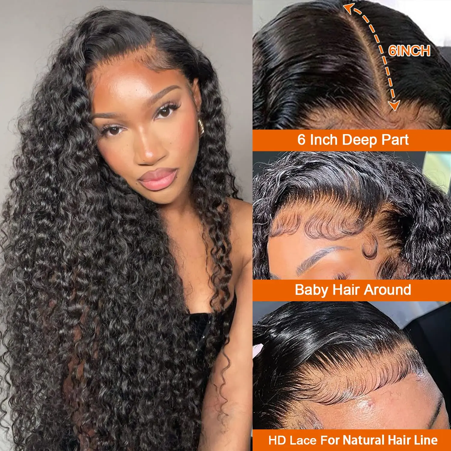 Super Double Drawn Jerry Curly 13x6 HD Lace Frontal Wig Glueless Brazilian Preplucked 400 Density 360 Full Lace Wig HOTBABE