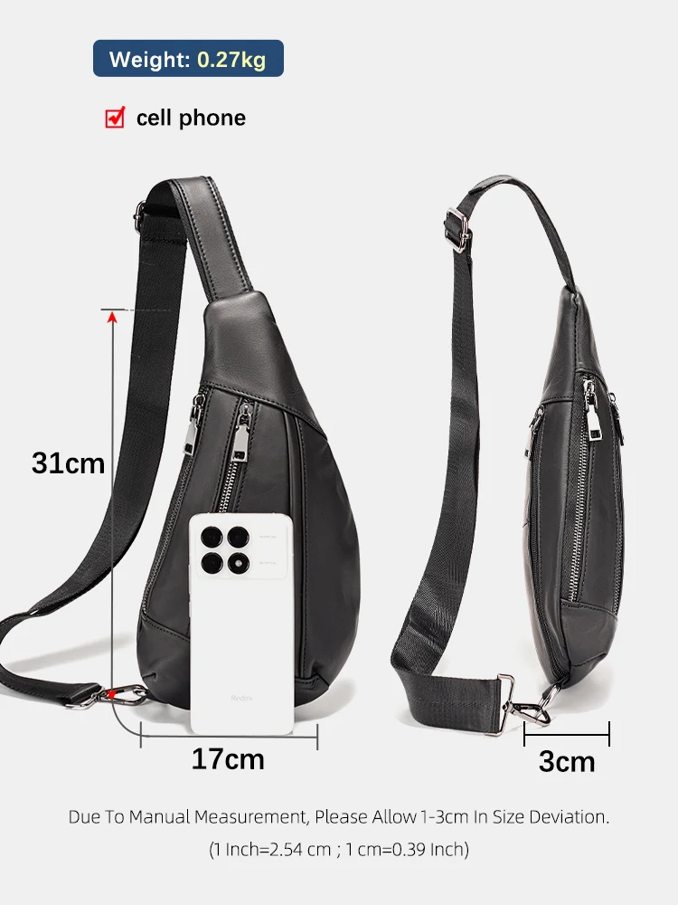 Zency Sling Bag For Women Men Fanny Pack Crossbody Chest Travel Shoulder Belt Bags Purse Leather Handbag Black Brown Coffee view 3