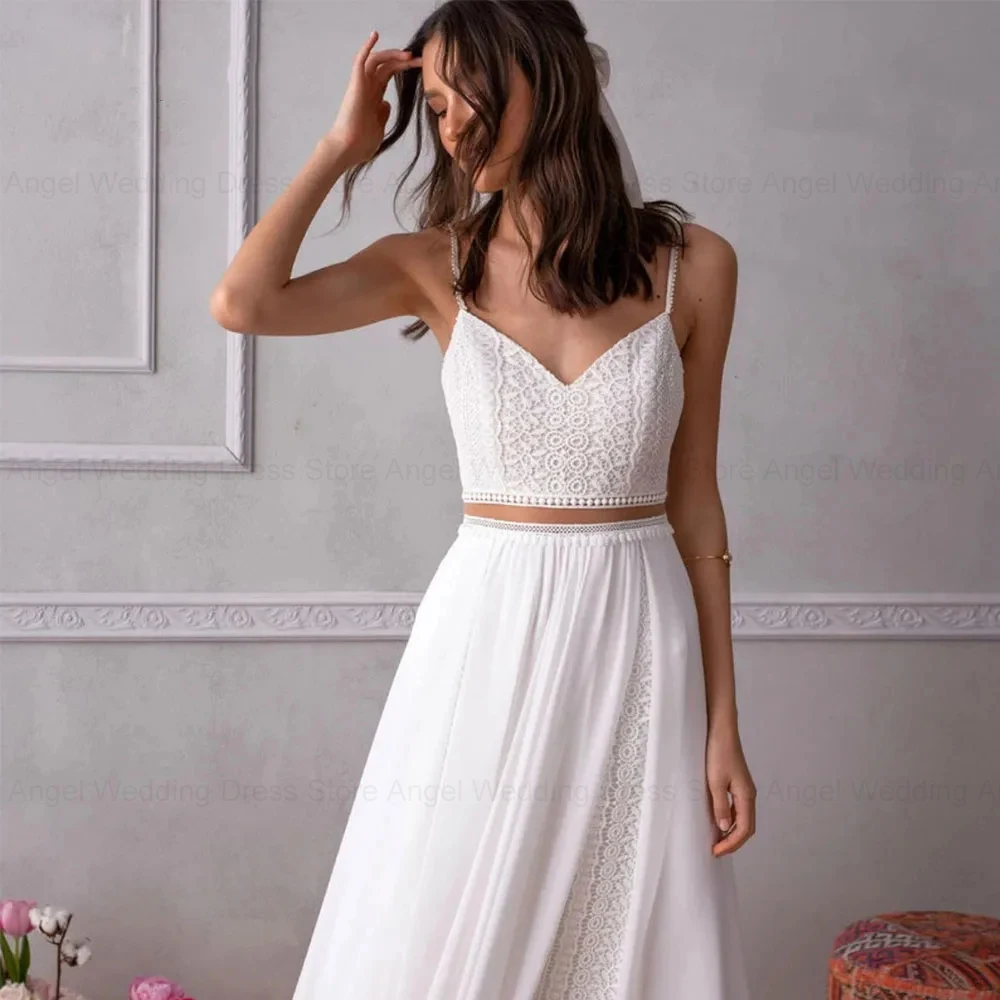 ANGEL Simple A-Line Customized Boho Wedding Dresses For Women 2025 V-Neck Backless Chiffon Bridal Gown Robe De Mariée