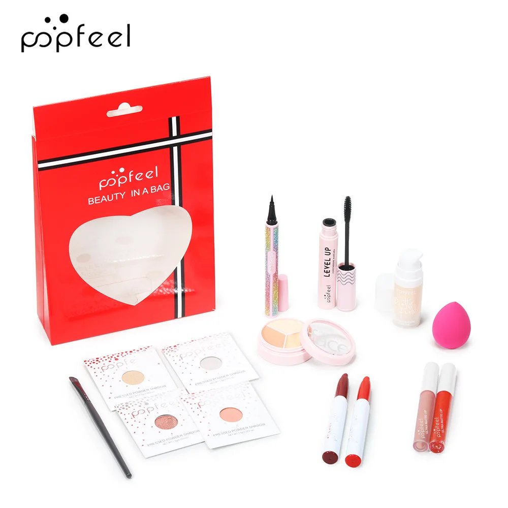 Popfeel-Kit de Maquillage Complet Tout-en-un, Palette d'Ombres à Paupières, Eyeliner, Rouge à Lèvres, Bronzer, Ensembles de Luxe, Cadeau Cosmétique