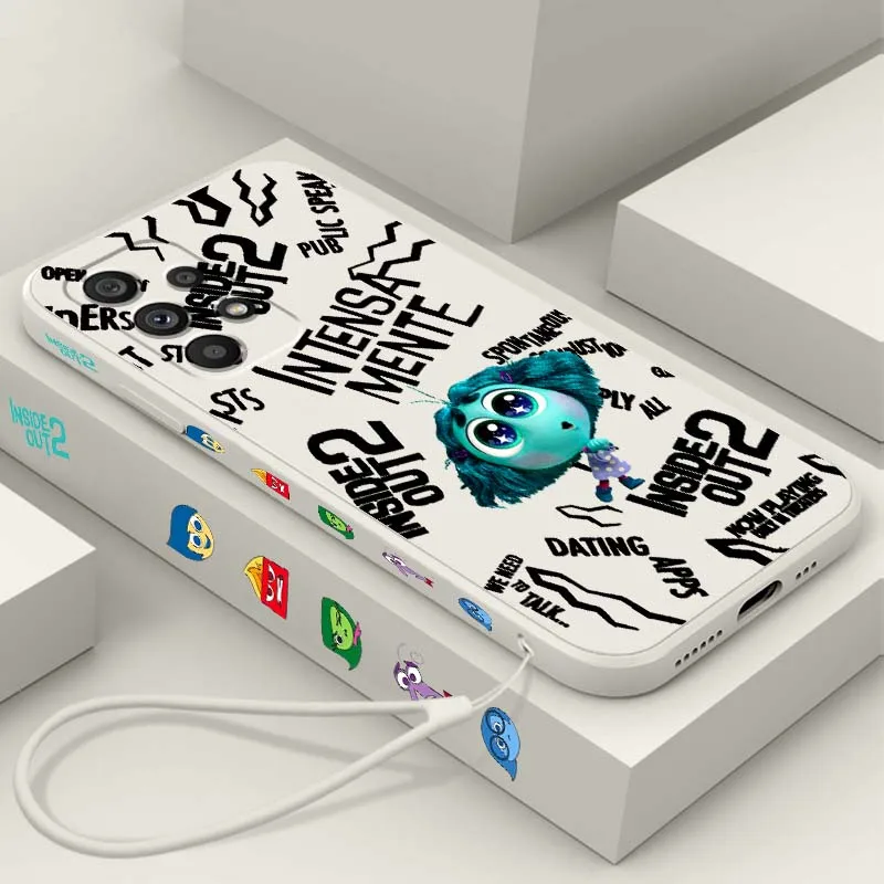 

Inside Out 2 Cartoon Cute Phone Case For Samsung Note 20 Ultra A04 A05 A13 A15 A14 A12 A22 A23 A25 A42 5G Liquid Left Rope