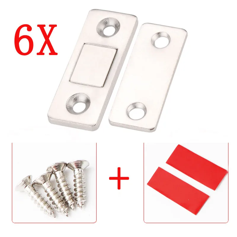 

6 Sets Ultra Thin Door Closer Magnetic Door Catch Latch Door Strong Magnet Furniture Cabinet Cupboard Storage Screw / Sticker