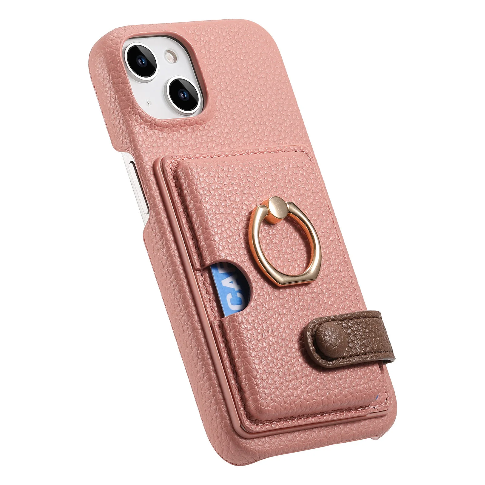 Leather Ring Support Phone Case for IPhone 17 Air 16E 18 16 15 14 13 12 11 Pro Max Plus Wallet with Card Holder Shockproof Cover