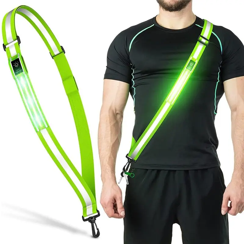 Carefree- LED Reflective Belt Walking Gear,Safety Light for Walkers At Night,Safety Rechargeable Reflective Running Gear,Pink