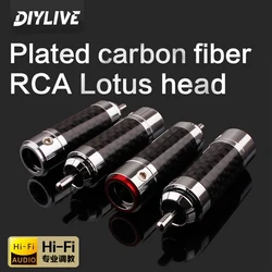 DIYLIVE 4-piece FuruTECH CF-102(R) Carbon fiber rhodium-plated plug RCA Lotus Head solderless self-locking terminal audio cable